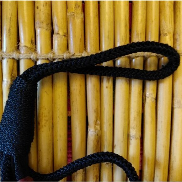 NWOT Black Weaved Strapped Fabric Belt Sliding Wood Beads Circle Center 30 in. - Picture 8 of 12